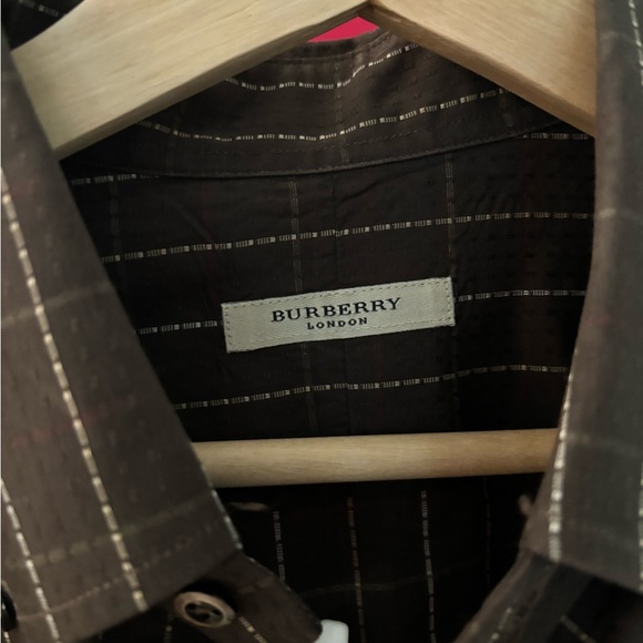 VINTAGE MENS BURBERRY BROWN BUTTON DOWN - Picture 3 of 5